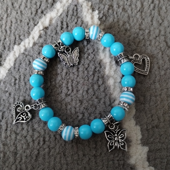 Beaded Blue Charm Bracelet - Picture 9 of 14